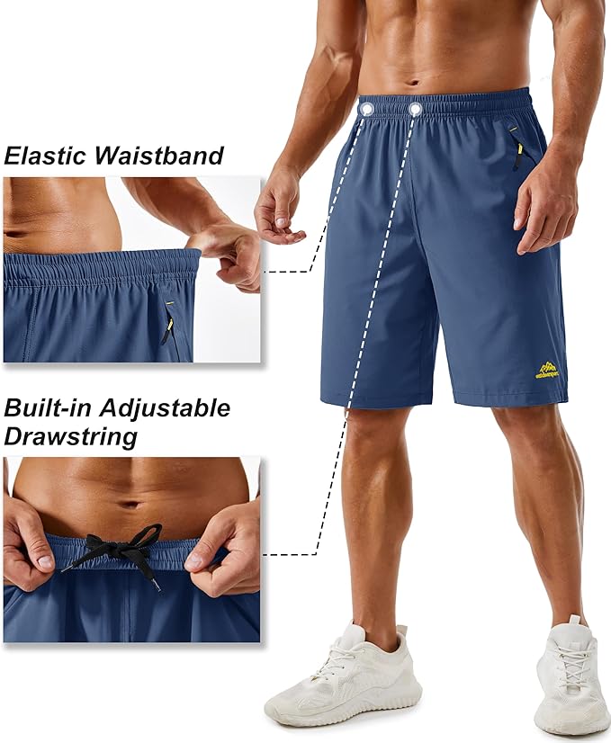 TACVASEN Men's Running Athletic Shorts 9" Quick Dry Workout Gym Shorts Lightweight Summer Shorts 3