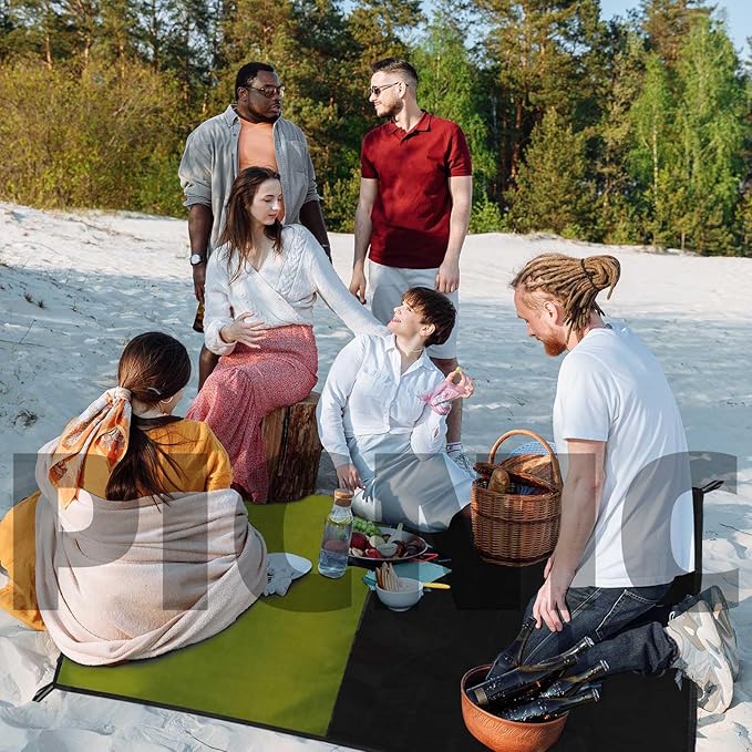 Frelaxy Pocket Picnic Blanket, Waterproof Sandproof Beach Mat, Compact Camping Tarp for Festivals