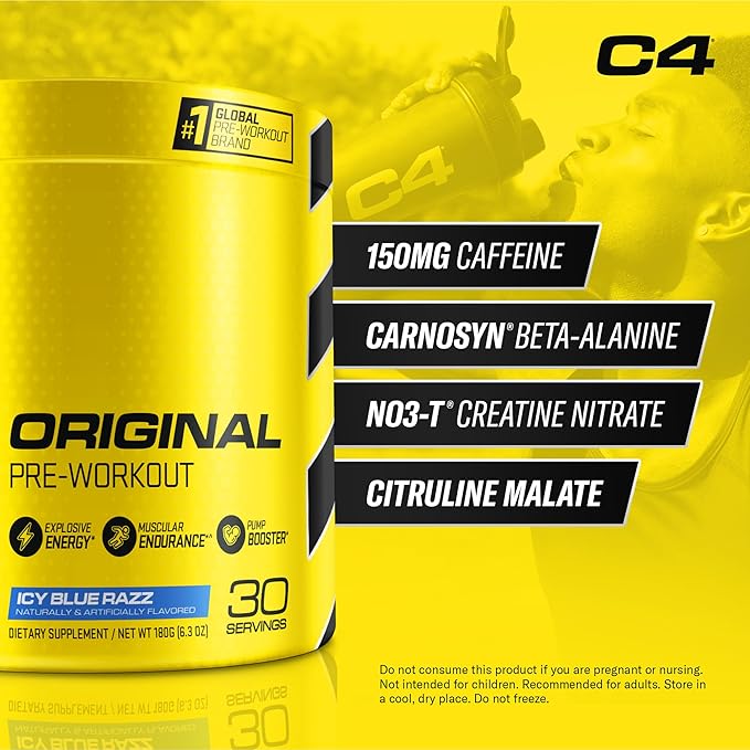 Cellucor C4 Original Pre Workout Powder ICY Blue Razz | Vitamin C for Immune Support | Sugar Free