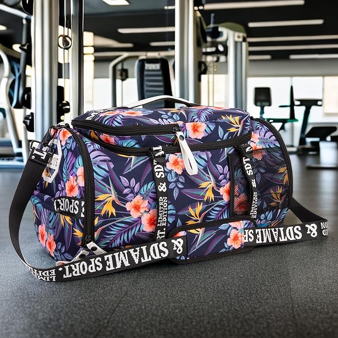 Gym Duffle Bag Backpack with Shoe Compartment,4 ways Travel Backpack for Women and