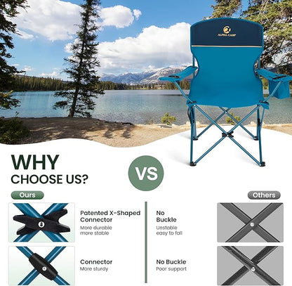 HIGH POINT SPORTS 2 Pack Portable Camping Chair for Adults, Folding Outdoor Camp Chair Lightweight