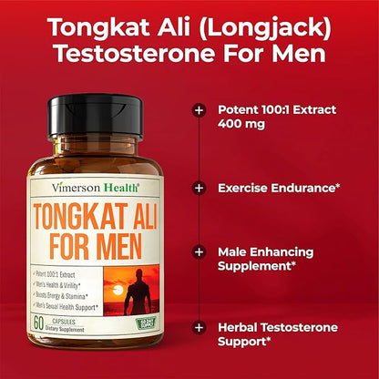 Longjack Tongkat Ali 100:1 Extract - Potent Testosterone Supplement for Men with Tongat Ali? ??Male