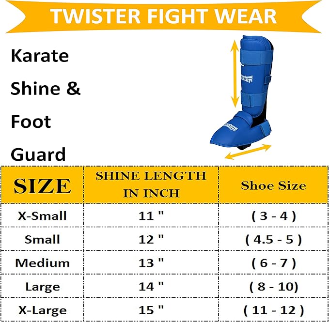 Twister WKF Karate Shin Guards | Taekwondo Shin-N-Step | Detachable Shin Guards with Foot