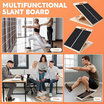 Slant Board for Calf Stretching, Adjustable Wooden Calf Stretcher Incline Board, Calf Stretch Board