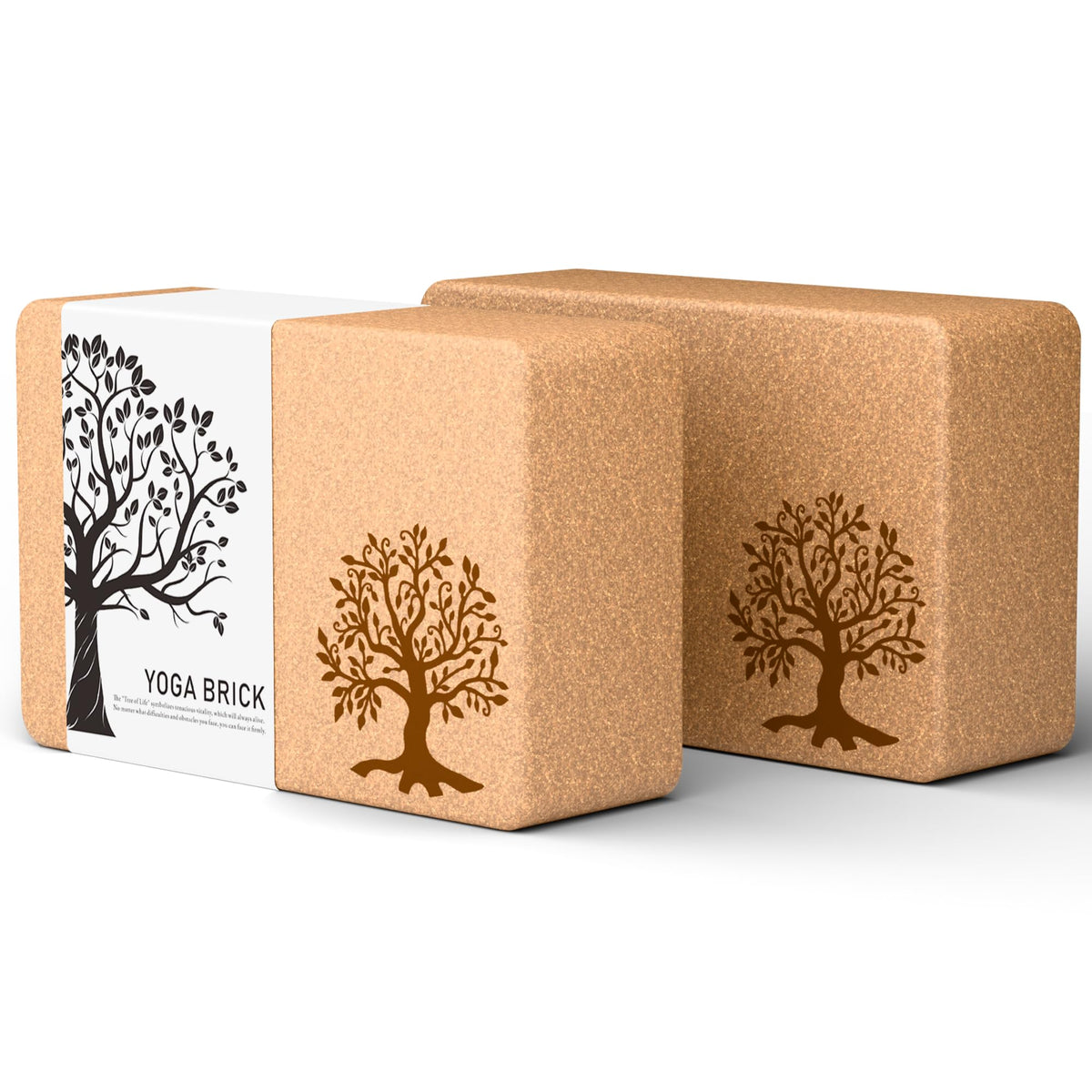 Cork Yoga Blocks 2 Pack Set, Natural Cork Soft Non-Slip Yoga Blocks, High Density & Eco Friendly