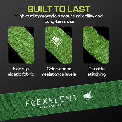 Fabric Resistance Bands for Working Out with 5 Strength Levels - Extra Light to Extra Heavy, Thick