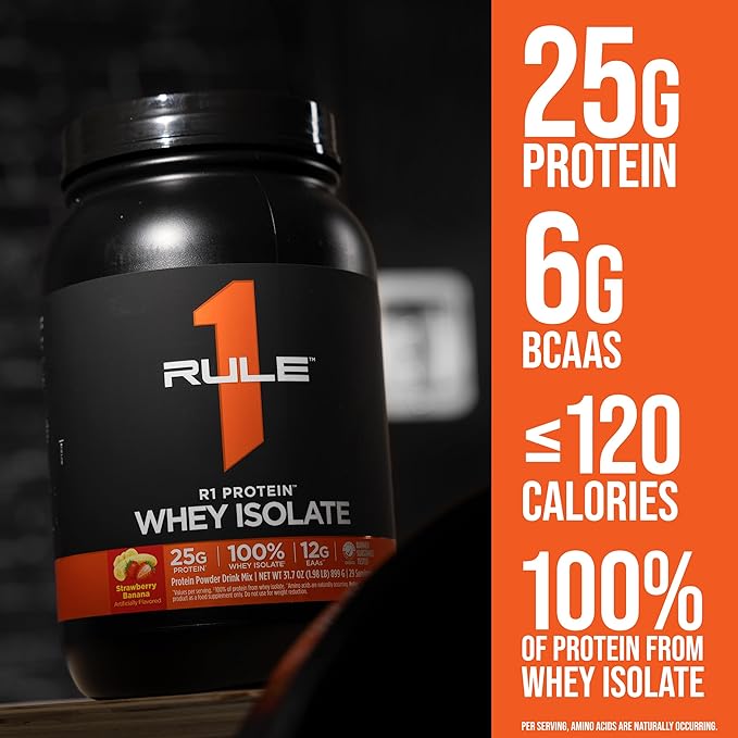 Rule 1 R1 Protein Whey Isolate - with 25g Protein & 6g BCAA Exclusively from Isolated & Hydrolyzed