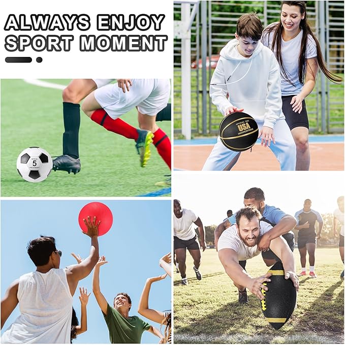 Deekin 8 Pcs Sports Balls Set for Adult Assorted Football Basketball Soccer Playground Balls