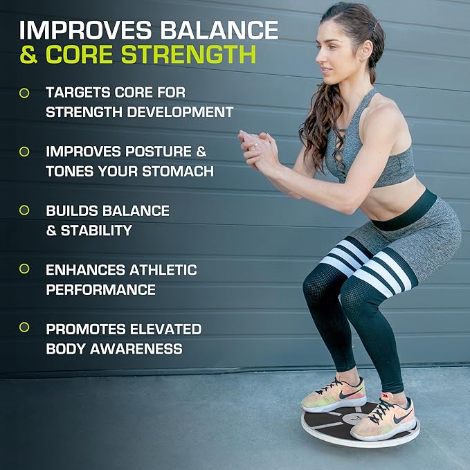 ProsourceFit Wooden Balance Board Non-Slip Wobble Core Trainer 15.75in (39.5cm) Diameter with 360