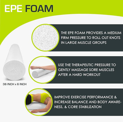ProsourceFit Flex Foam Rollers for Muscle Massage, Physical Therapy, Core & Balance Exercises
