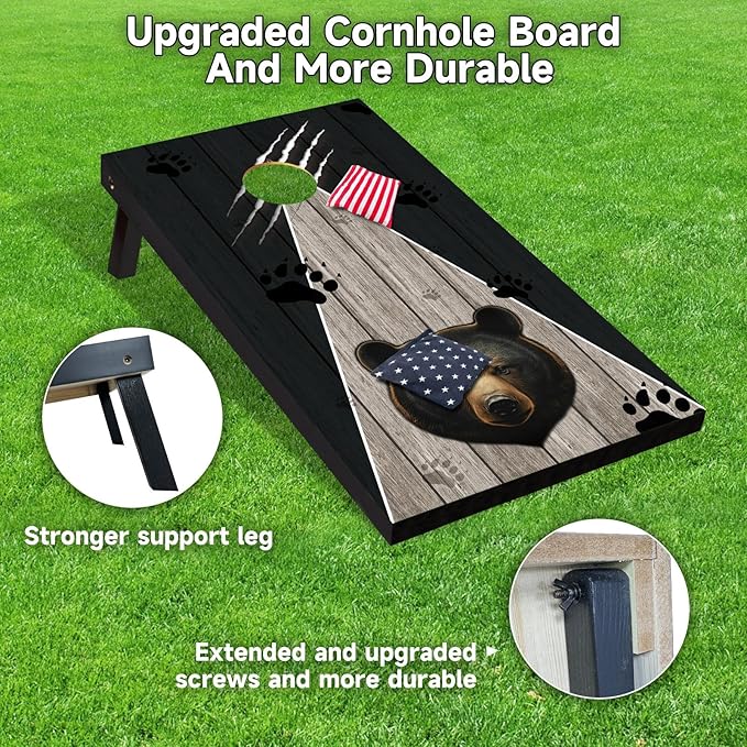 Cornhole Board Set with Carrying Bags & 8 Bean Bags Corn Hole Boards Bean Toss Game for Adults