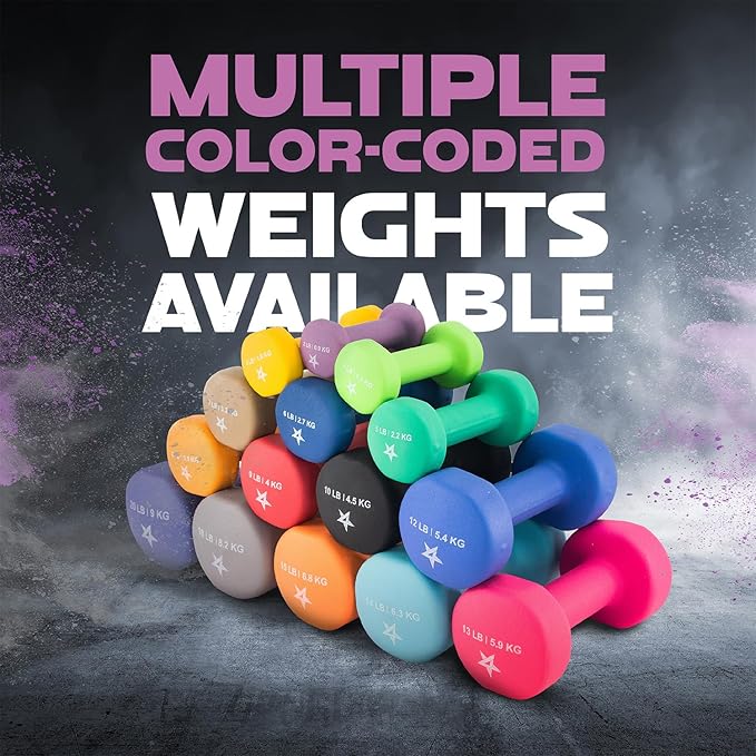 Yes4All Neoprene Coated Dumbbell Hand Weight Sets of 2 - Multiple Weight Options with 15 Colors