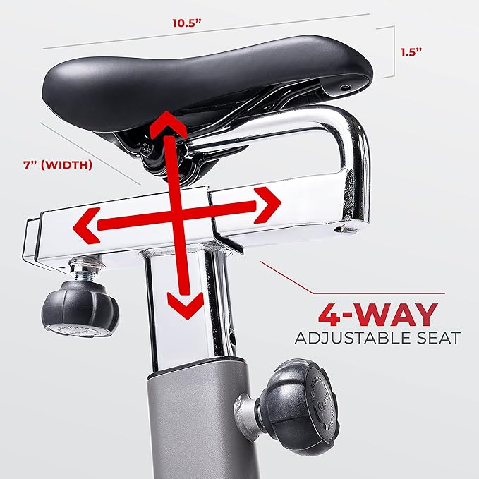 Sunny Health & Fitness Indoor Cycling Exercise Bike w/Pulse Sensors & 4-Way Adjustable Seat