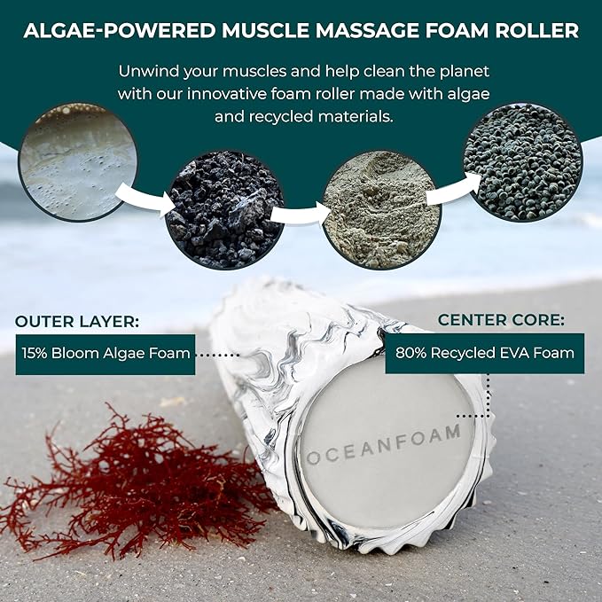 Oceanfoam Tidal Roller - Black Marbled - Muscle Massage Foam Roller for Back Pain & Stretching