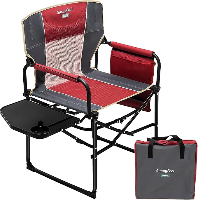 SUNNYFEEL Oversized Camping Directors Chair, Portable Folding Lawn Chairs for Adults Heavy Duty