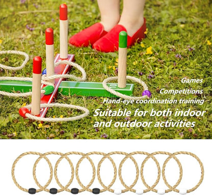 8 Pack Sisal Rope Ring Toss Game Replacement Parts for Adults and Kids, Outdoor Toss Rings for