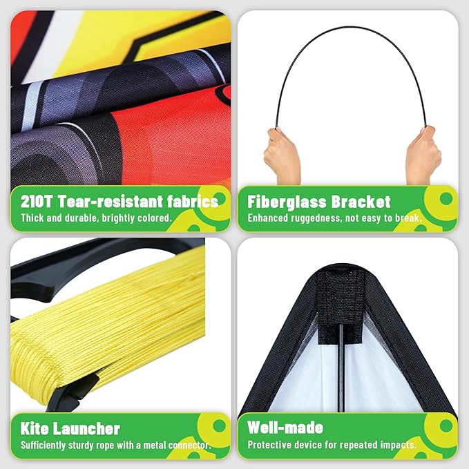 Kite for Ages 8-12, Easy to Fly and Assemble Fighter Plane Kites for Beginner, Single Line String