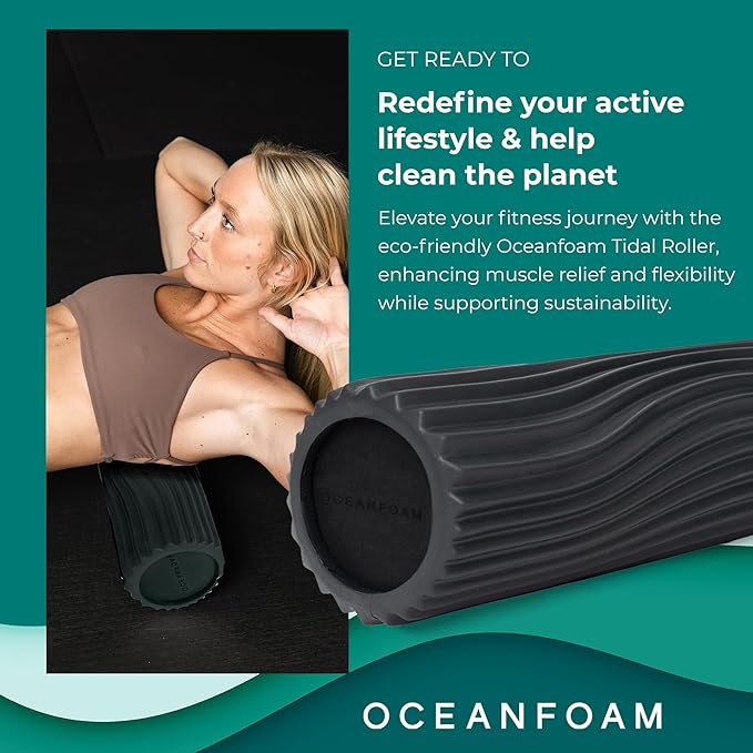 Oceanfoam Tidal Roller - Charcoal - Muscle Massage Foam Roller for Back Pain & Stretching - Firm