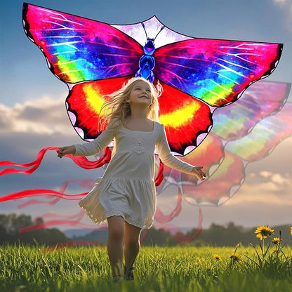 Large Butterfly Kite for Kids & Adults, 55" x 28" Easy to Fly Single Line Kite for Kids Ages 4-8