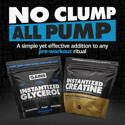 Gains in Bulk Instantized Glycerol Powder, Pre Workout Formula for Muscle Recovery, Pump and