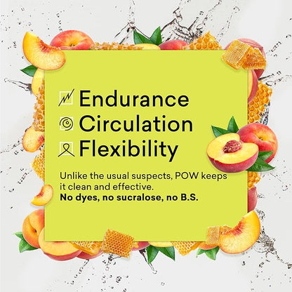 EBOOST POW Natural Pre Workout Powder - 20 Servings, Peach Nectar - Preworkout Energy Booster Gym
