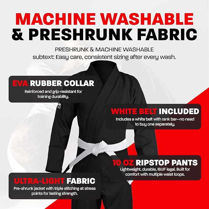 Hawk Sports Brazilian Jiu Jitsu Gi for Men and Women with Jacket, Pants, and White Belt for Martial