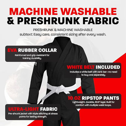 Hawk Sports Brazilian Jiu Jitsu Gi for Men and Women with Jacket, Pants, and White Belt for Martial