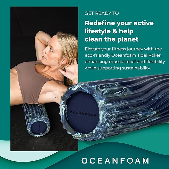 Oceanfoam Tidal Roller - Dark Navy, Hunter & Seafoam Marbled - Muscle Massage Foam Roller for Back