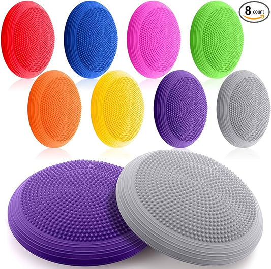 Libima 8 Pcs Wiggle Seat Inflated Wobble Cushion Sensory Seat Flexible Balance Board Balance Disc