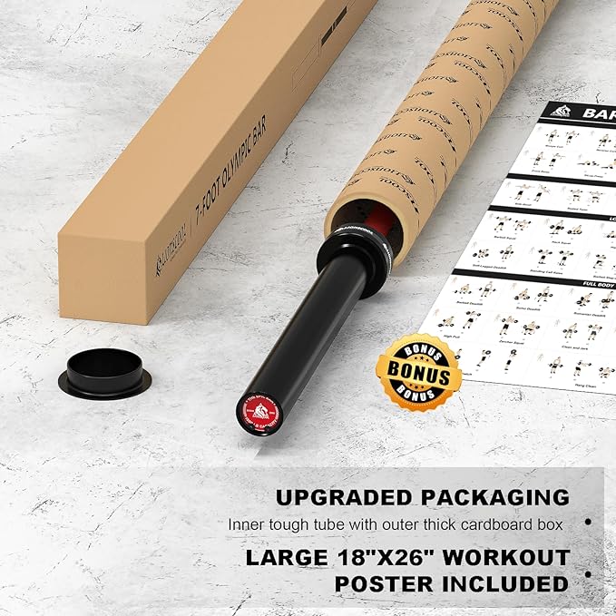 LIONSCOOL 7FT Olympic Barbell for Weightlifting, Power Lifting, 2 Inch Strength Training Bar for