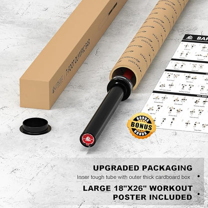 LIONSCOOL 7FT Olympic Barbell for Weightlifting, Power Lifting, 2 Inch Strength Training Bar for