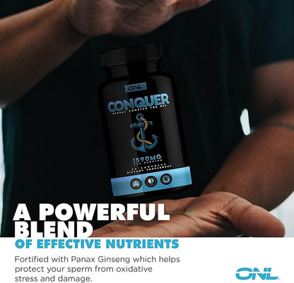 Conquer Mens Fertility Supplement - Testosterone Booster for Men w/ Maca Root, Horny Goat Weed &