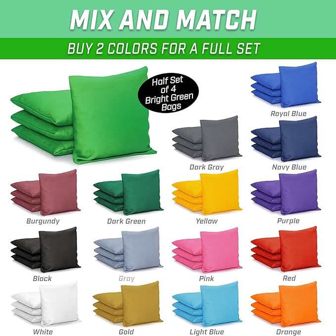 GoSports Classic Cornhole Bean Bags Set of 4-16 Colors Available - Regulation All Weather, Mix and