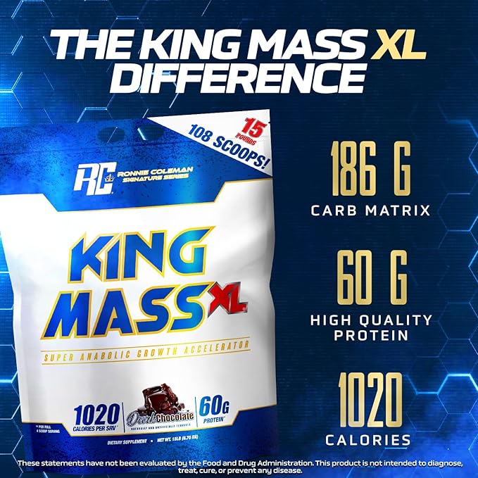 Ronnie Coleman Signature Series King Mass XL Mass Gainer Protein Powder, Muscle Gainer, 60g