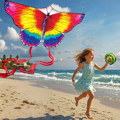 Large Butterfly Kite for Kids & Adults, 55" x 28" Easy to Fly Single Line Kite for Kids Ages 4-8