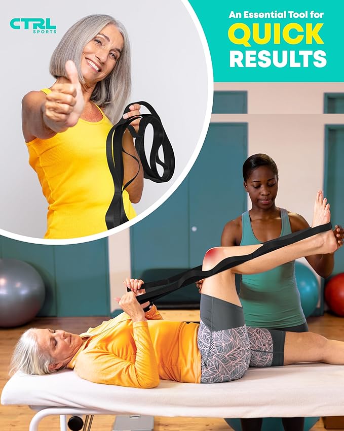 Stretching Strap Non Elastic Yoga Strap with Loops - Stretching Band for Physical Therapy, Stretch