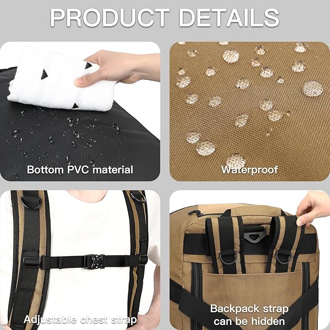 TUGUAN Extra Large Travel Duffle Bag Backpack for Men with Adjustable Dividers 120L Big Weekend