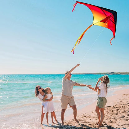 JOYIN Large Delta Kite Red, Green and Purple, Easy to Fly Huge for Kids and Adults with 262.5ft