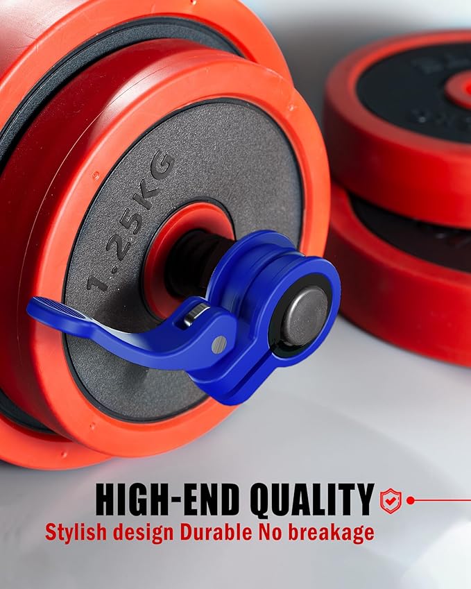 Narrow Barbell Clips 2.5cm Width for Olympic Bars, 0.9-1.18inch Adjustable Weight Clamps, Quick