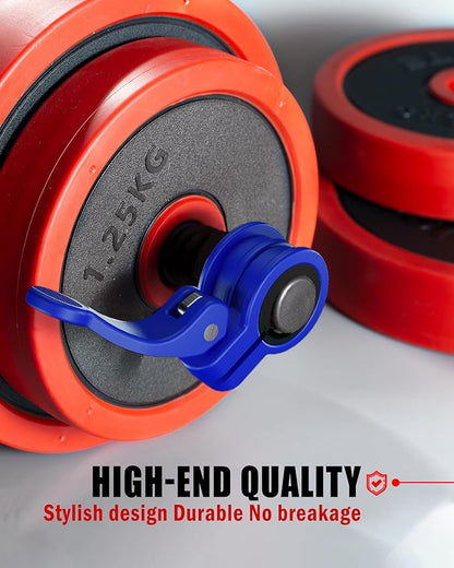 Narrow Barbell Clips 2.5cm Width for Olympic Bars, 0.9-1.18inch Adjustable Weight Clamps, Quick