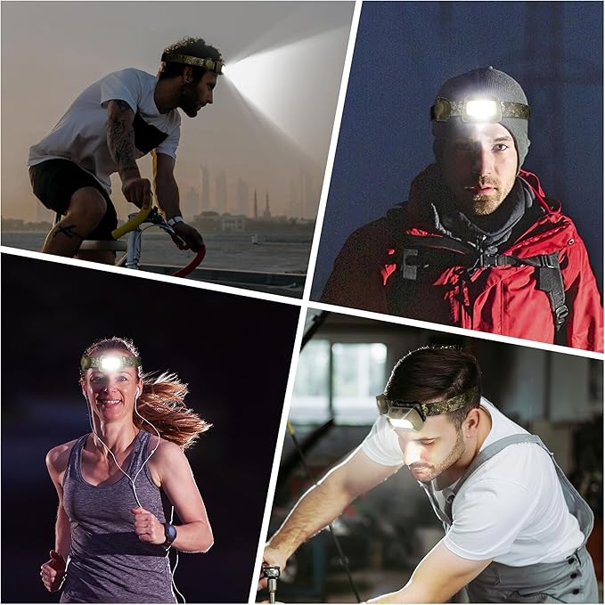 EverBrite Rechargeable Headlamp - 350 Lumens Head Lamp for Adults, 7 Modes with White/Red/Green