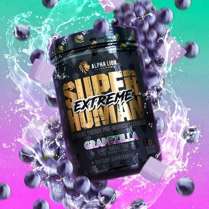 ALPHA LION Superhuman Extreme High Stim Pre Workout Powder, Beta Alanine, L-Taurine & 356mg