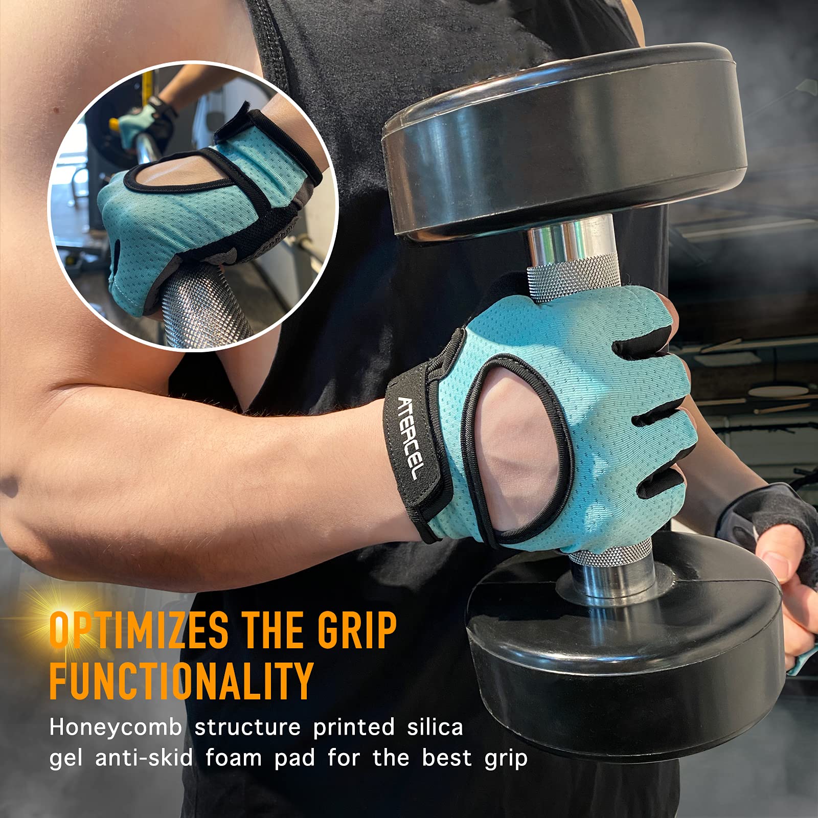 ATERCEL Weight Lifting Gloves Full Palm Protection, Workout Gloves for Gym, Cycling, Exercise