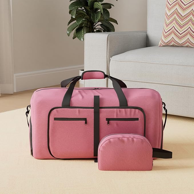 Felipe Varela Duffle Bag with Shoes Compartment and Adjustable Strap,Foldable Travel Duffel Bags