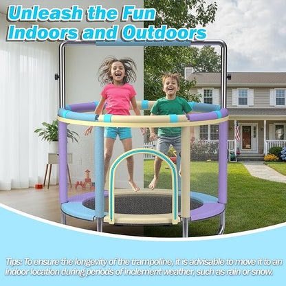 Trampoline for Kids 55inch Toddler Mini Small Trampoline Outdoor Indoor Basketball Hoop, Swing