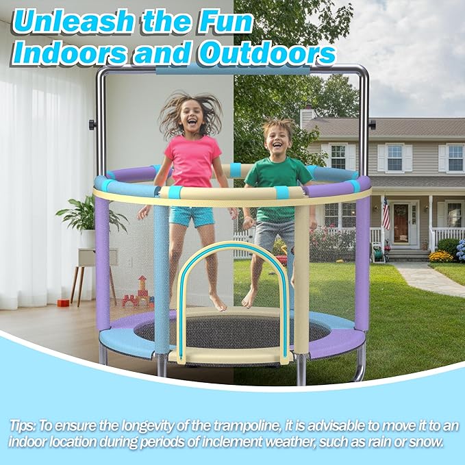 Trampoline for Kids 55inch Toddler Mini Small Trampoline Outdoor Indoor Basketball Hoop, Swing
