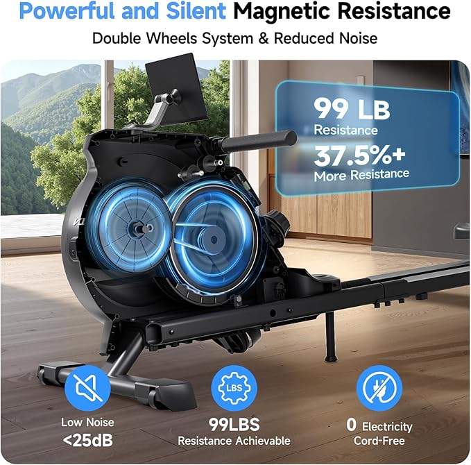 Rowing Machine for Home, 350 LB Capacity, 16-Level Silent Resistance, Magnetic Rowing Machines for