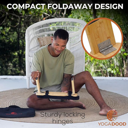 Yoga Dood Meditation Bench - Folding Bamboo Meditation Stool with Velvet Cushion & Carry Bag, Seiza