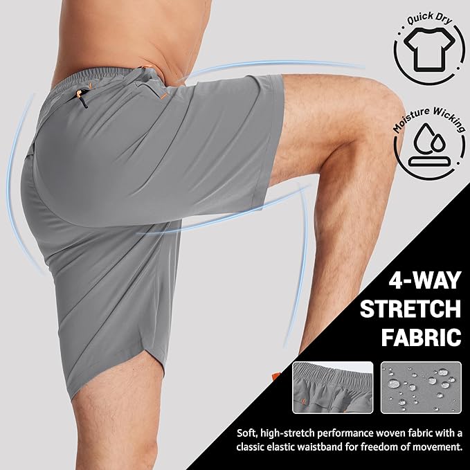 TACVASEN Men's Running Athletic Shorts 9" Quick Dry Workout Gym Shorts Lightweight Summer Shorts 3