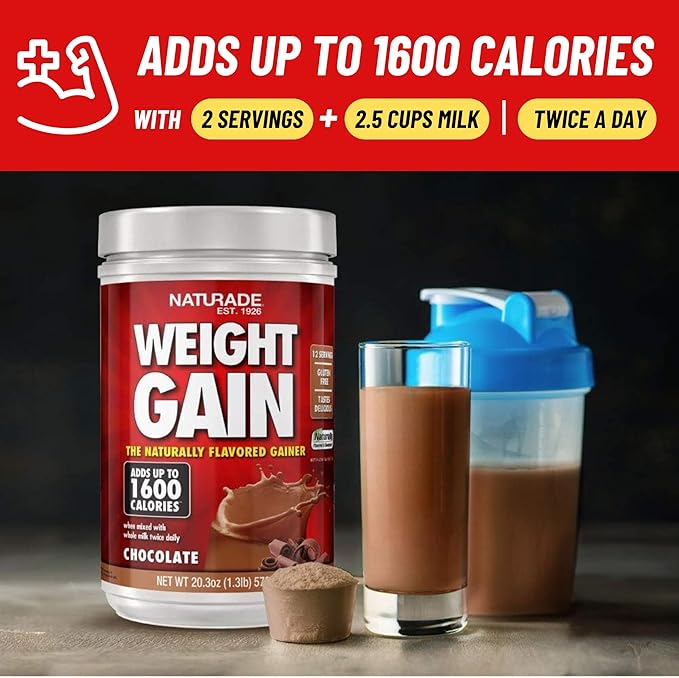 Naturade - All Natural Weight Gain Drink Mix - Gluten Free, Delicious Taste, 1600 Calories per